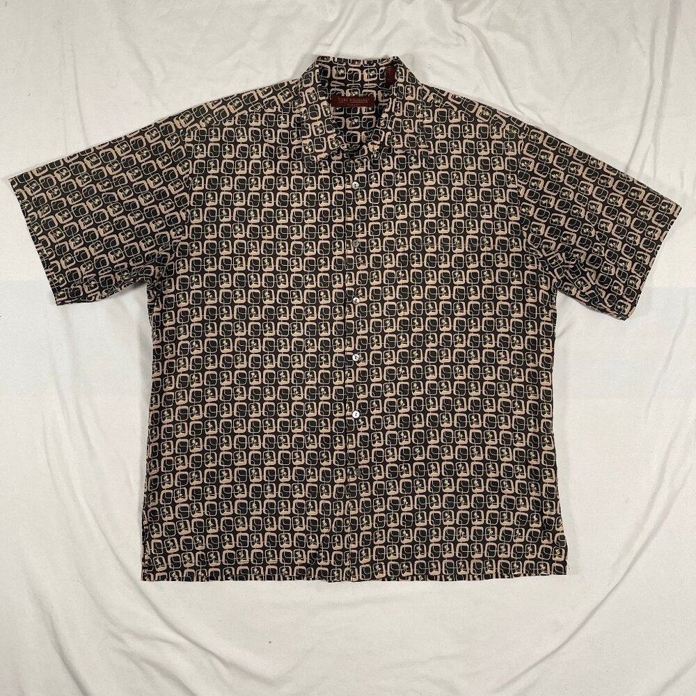 Men's Tori Richard Shirt Size Large Cotton Lawn Made USA 50s Retro Atomic Tiki